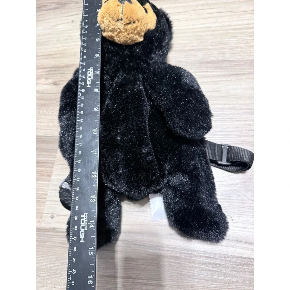 Fiesta Black Bear Plush Backpack Kids Adjustable Straps Stuffed Animal Toy Bag